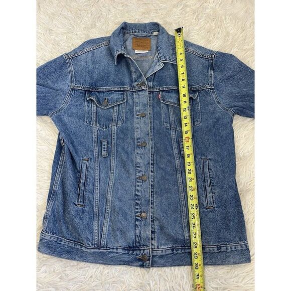 Levi's Premium Men’s Original Dark Blue Denim Trucker Jean Jacket Size Small - Picture 4 of 10